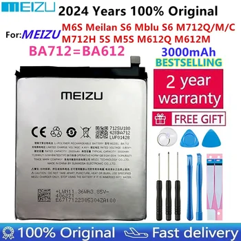  100% оригинальная сменная батарея для аккумуляторов Meizu BA612 BA712 M6S Meilan S6 Mblu S6 M712Q / M / C M712H 5S M5S M612Q M612M