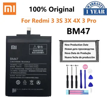 100% оригинальный аккумулятор Redmi 3S 3Pro BM47 XiaoMi Redmi 3X Hongmi 3 S Pro Высококачественный аккумулятор реальной емкости 4000 мАч
