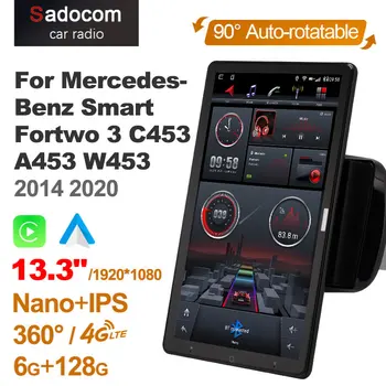 1080P IPS Carplay Android 10.0 6GB 128GB Автомагнитола Авто для Mercedes-Benz Smart Fortwo 3 C453 A453 W453 2014 2020 13.3 1920*1080