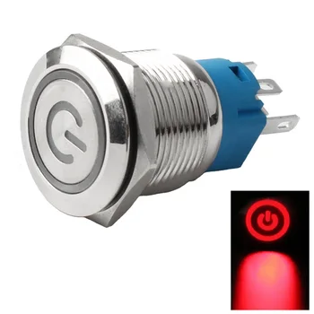 19 мм Металлический кнопочный переключатель со светодиодом питания 12-24 В Мгновенный кнопочный переключатель Водонепроницаемость 4A 1NO 1NC Детали электрооборудования