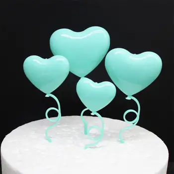 2 комплекта Топперы для кексов Привлекательный многоцелевой 3D-визуальный эффект Аксессуары для вечеринок Топперы для торта в виде сердца Топперы для торта
