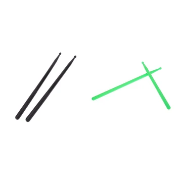 2 пары 5A Барабанные палочки Нейлоновая палочка для барабана Черный и зеленый