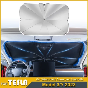2023 Автомобильное лобовое стекло Солнцезащитный зонтик для Tesla Model 3 Y Защита от ультрафиолета Солнцезащитный козырек Переднее окно Солнцезащитный козырек Чехол Автоаксессуары
