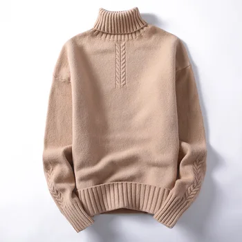 2023 Осень/зима Мужской свитер с высоким воротником Молодежный однотонный Slim Fit Trend Утолщенный и теплый