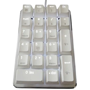 21 клавиши Белая механическая цифровая клавиатура с подсветкой и переключателями вишнево-синего цвета для ноутбука Настольный ПК