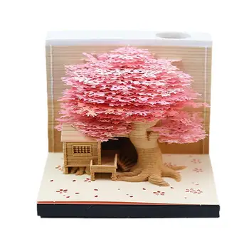 3D блокнот Блок Дерево Розовый цвет 3D Блокнот Для Заметок Со Светодиодной Подсветкой Симпатичная Бумага Для Заметок Искусство 3D Художественный Блокнот Рождественский Подарок