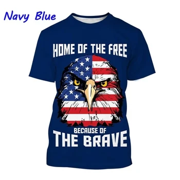 3D футболка с принтом флага американского орла США США полосатая эмблема мужская футболка День независимости Женская одежда Патриотические детские топы Футболка