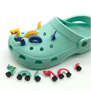 3pcs A Set Украшения для обуви ПВХ 3d Dragon Style Обувь Аксессуары Croc Charm Украшения Детские подарочные клипы Пряжка