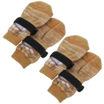4pcs Зимние теплые носки для собак Хлопок Pet Paws Носки для домашних животных Носки для собак Противоскользящие носки для собак
