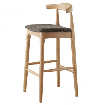 6 размеров Скандинавский барный стул из массива дерева Бытовая подушка спинки Барный стул Минималистичная современная мебель Стульчик для кормления Барные стулья