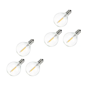6 шт. G40 Светодиодные сменные лампочки, E12 Небьющиеся светодиодные лампы с винтовым основанием для солнечных гирлянд Теплый белый