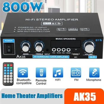 AK35 800 Вт Домашние цифровые усилители Аудио 110-240 В Бас Аудио Мощность Bluetooth Усилитель Hifi FM USB Автоматическая музыка Сабвуфер Динамики