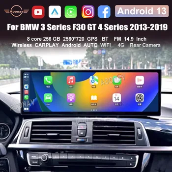 Android 13 Автомагнитола для BMW 3 серии F30 GT 4 Series 2013-2019 AC Панель кластера GPS Мультимедийный стерео Carplay Player Головное устройство