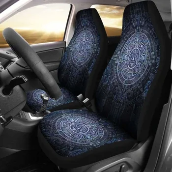  Aztec Symbol Blue Car Seat Covers (набор из 2 шт.), Упаковка из 2 универсальных защитных чехлов для передних сидений