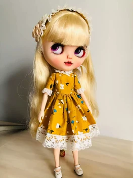 Dula Doll Одежда Платье Желтые цветы юбка Blythe ob24 Azone Licca ICY JerryB 1/6 Bjd Аксессуары для куклы