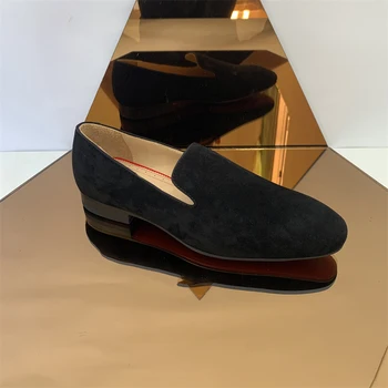 DYNJASONCGK Высокое качество Европейский стиль Черная замша Кожа Мужская обувь Роскошные лоферы ручной работы Slip On Dress Shoes