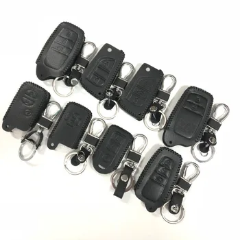 EAZYZKING Чехол для ключей для стайлинга автомобиля для использования TOYOTA - кожаный автомобильный брелок для ключей с кольцом чехол сумка (черный)