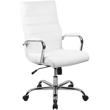 Furniture Whitney Стул с высокой спинкой - Белый кожаМягкое вращающееся офисное кресло Executive с хромированной рамой - Вращающееся кресло