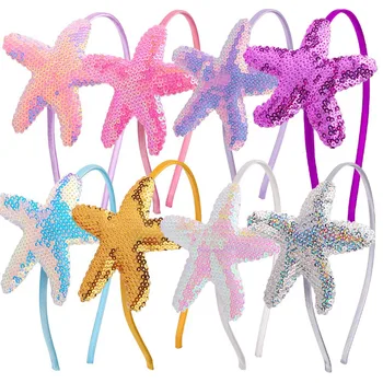 Girls Sequin Starfish Hairbands Блестящая детская повязка на голову для детей День рождения Блестящий подарок для волос Аксессуары для волос