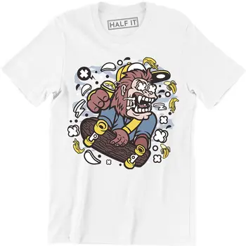 Gorilla Skateboard Skater Современная уличная футболка для мужчин Подарок для сына
