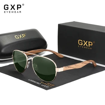 GXP Деревянные мужские солнцезащитные очки ручной работы Поляризованные UV400 Зеркало для защиты глаз Оптические линзы Очки Сплав Сращивание Оправа Очки