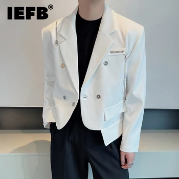 IEFB Elgance Мужские пиджаки Мода в корейском стиле Роскошный костюм на молнии Пальто Нишевый дизайн Тренд Тонкие мужские повседневные куртки 9C2538