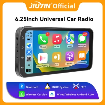 JIUYIN 6,25-дюймовый универсальный автомобильный радиоприемник мультимедийная навигация беспроводная Carplay Apple Android Auto Музыкальный плеер с сенсорным экраном