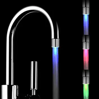 LED Чувствительный к температуре 3-цветный смеситель с подсветкой Кухня Ванная комната Светящийся водосберегающий кран Аэратор Кран Насадка Душ