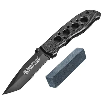 Mengo Black Titanium Treatment Складной нож с лезвием FULL 440C Сталь ЧПУ Обработка Карман На открытом воздухе Ножи Инструмент Подарок