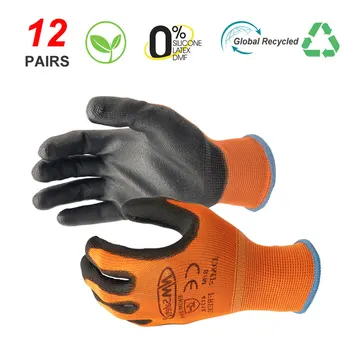 NMSAFETY 12 пар Рабочие защитные перчатки Мужчины Гибкие нейлоновые или полиэфирные безопасные рабочие перчатки Профессиональные запасы безопасности
