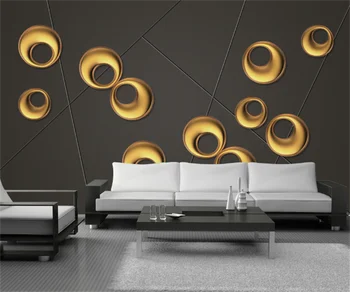 Nordic 3D трехмерный простой металлический абстрактный круг гостиная спальня фон стена отель роскошная тема фрески обои