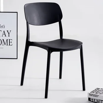 Nordic Black Обеденные стулья Мобильный пластиковый банкет Дизайнерский стул на открытом воздухе Современные мобильные телефоны Мебель для гостиной