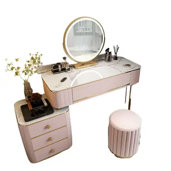 Nordic Light Роскошный сланцевый туалетный столик Светодиодное умное зеркало Многофункциональный шкаф для хранения Comoda Pra Quarto Decoration