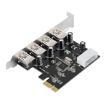 PCI-E Адаптер Карта PCI Express To 4XUSB3.0 Большая 4-контактная видеокарта Шнур питания Карта расширения