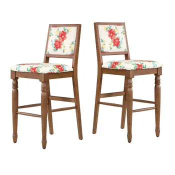  Pioneer Woman Винтажные цветочные барные стулья Набор из 2 барных стульев 19,5 дюйма Д x 22,25 дюйма Ш x 46 дюймов В для кухни