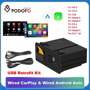 Podofo Новое обновление CarPlay Android Auto USB Adapter Hub OEM для Mazda 2 3 6 CX30 CX5 CX8 CX9 MX5 Retrofit Kit