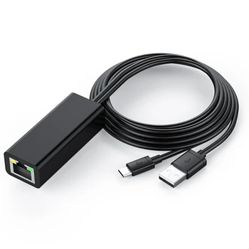 TV Ethernet Адаптер Tv 4K Stick USB-C - RJ45 LAN Сетевой адаптер с кабелем питания USB 2.0 для питания