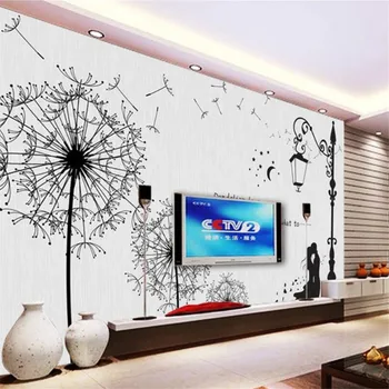 wellyu Пользовательские фотообои 3d фрески романтические пары одуванчик гостиная спальня телевизор фон обои papel de parede