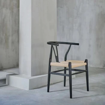 Y стул Скандинавский простой современный обеденный стул из массива дерева Спинка для отдыха Домашний деревянный стул Китайский стул из ротанга