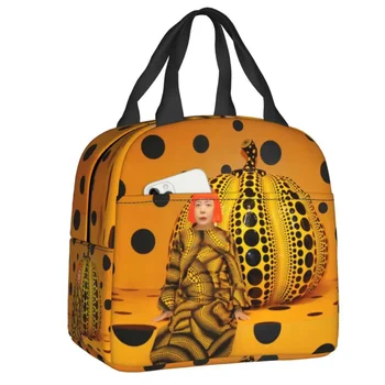 Yayoi Kusama Polka Pumpkin Изолированная сумка для ланча для женщин Японский художник Кулер Термальный обед Тотализатор Пляж Кемпинг Путешествия