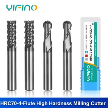 YIFINO HRC70 2/4 канавки шариковая / плоская концевая фреза вольфрамовая сталь из карбида нержавеющей стали для обработки с ЧПУ Фрезерные инструменты