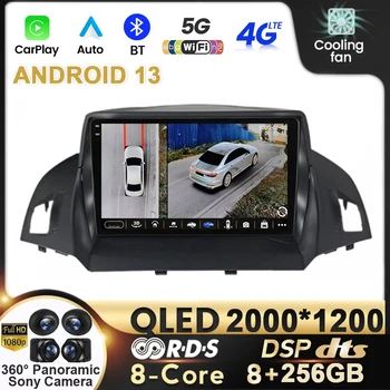 Автомагнитола Android 13 для Ford Escape 3 KUGA 2 2012-2019 Видео Мультимедийный Навигационный Плеер GPS Carplay Auto QLED Stereo WIFI 4G