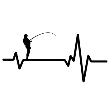  Автомобильная наклейка Рыбалка Глубоководный человек Сердцебиение Винил Черный/Серебристый 16,5 см * 7,8 см