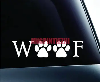 Автомобильные наклейки Виниловая наклейка для мотоцикла Украшение для ноутбука Woof Текст Отпечатки лапы Собака Символ