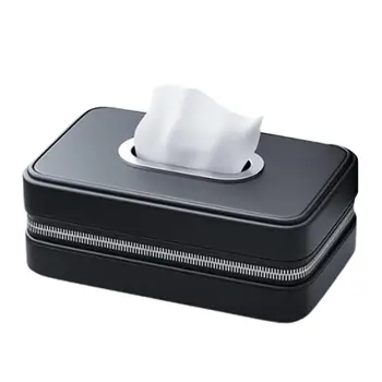 Автомобильный держатель для салфеток из искусственной кожи Черный унисекс Диспенсер для салфеток для заднего сиденья Украшение автомобиля Туалетная бумага Коробка Подарок для друзей