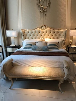 американская легкая роскошная кровать из массива дерева европейская современная простая двуспальная кровать свадебная кровать мебель для спальни