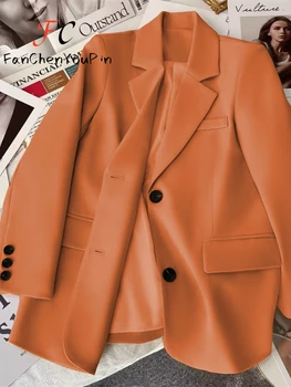 Весенние женские пальто 2024 Новый модный дизайн Sense Разрезы Пуговицы Топы с длинным рукавом Повседневные корейские офисные леди Универсальные блейзеры