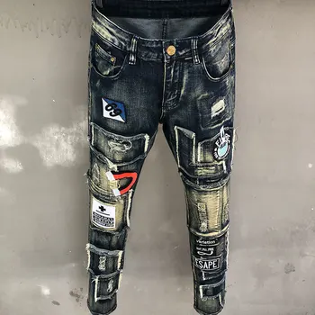 Весна Vaqueros Hombre Новые джинсы Bootcut для мужчин Узкие джинсы из ткани Stretch Джинсы Синие обтягивающие брюки Pantalon Homme