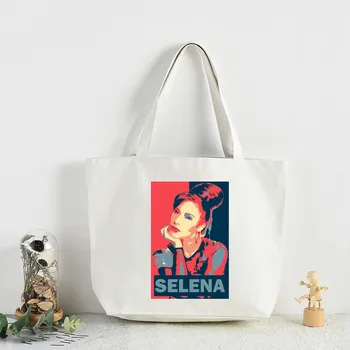 Винтаж 90-х La Reina SELENA QUINTANILLA Холщ Сумка Женщина Harajuku Повседневная сумка для покупок для девочек
