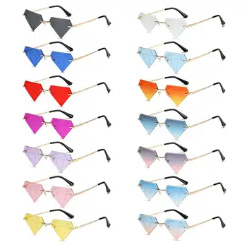  Винтажные рейв-вечеринка Prom Ромбовидные треугольные солнцезащитные очки для женщин Ретро Оттенки Солнцезащитные очки без оправы